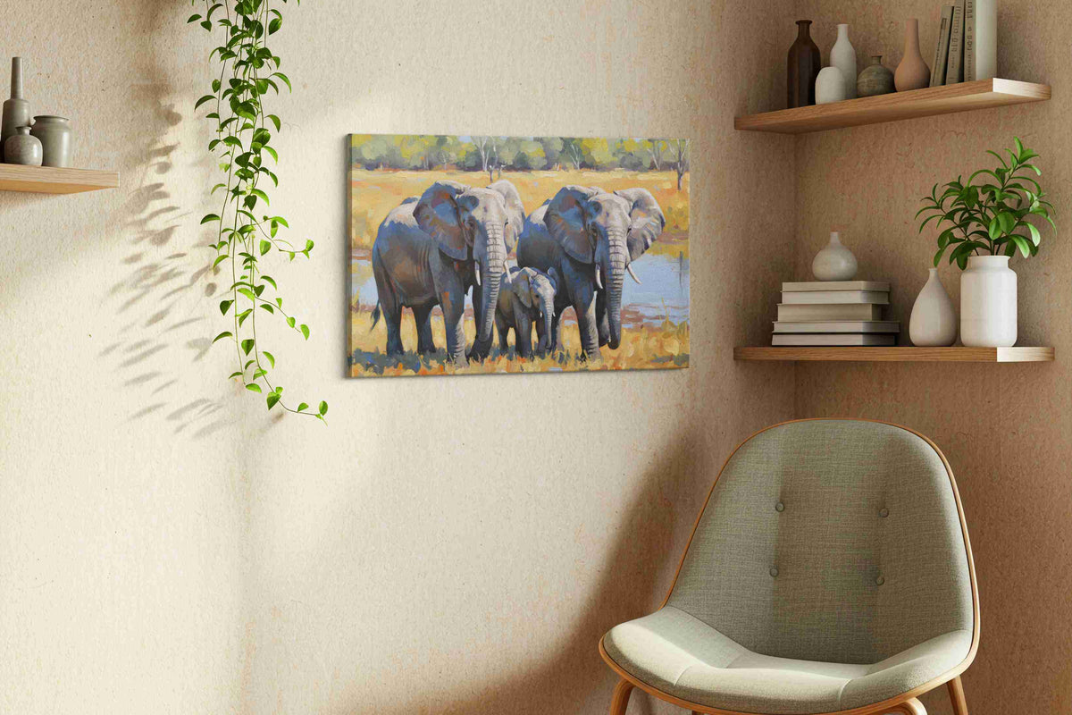 Majestic Giants in the Wild animals canvas print, hanging on wall — view 3
