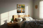 Majestic Jungle Guardian animals canvas print, displayed in a bedroom
