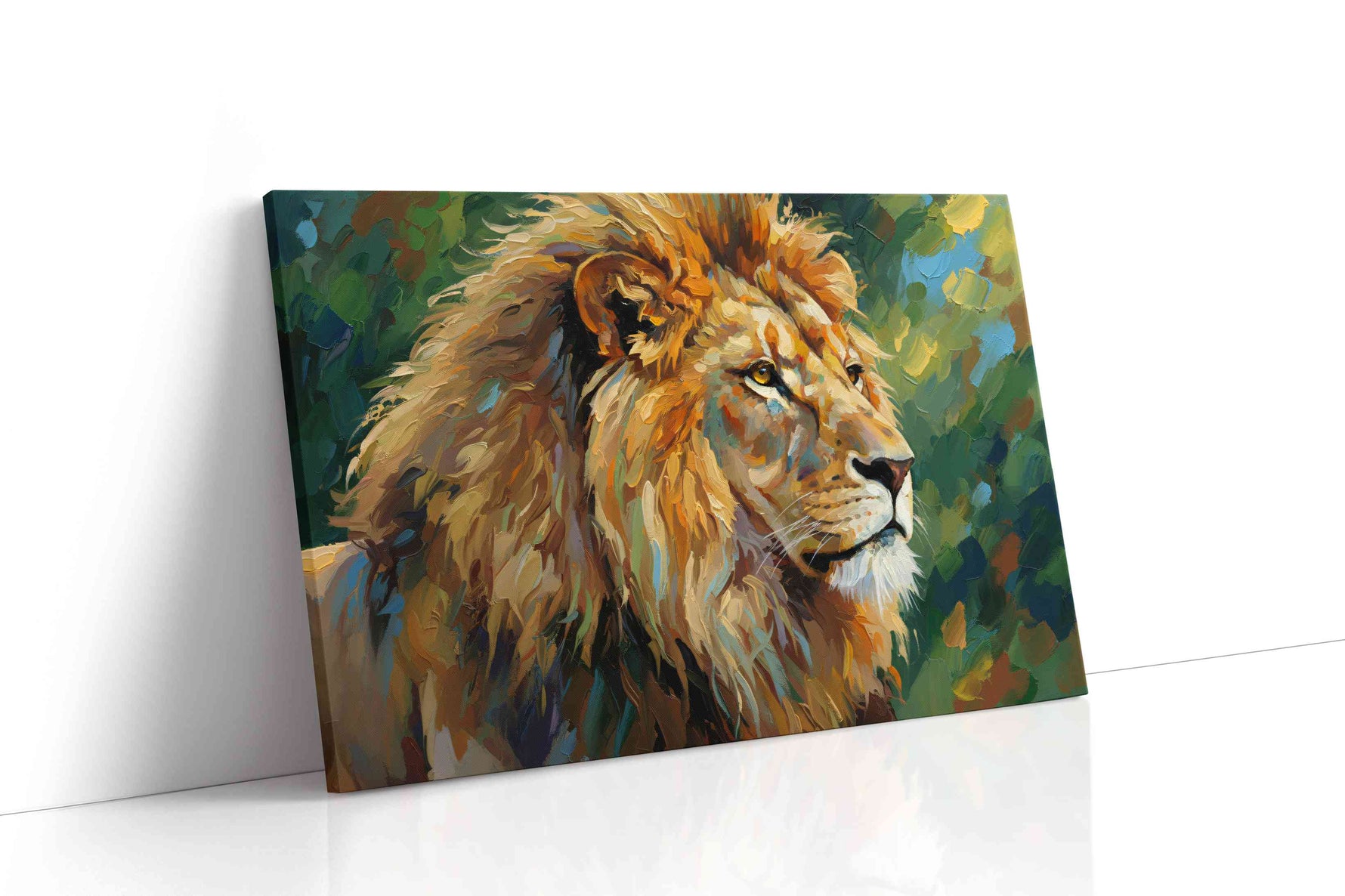 Majestic King of the Savanna animals canvas print gallery-wrapped landscape canvas studio shot