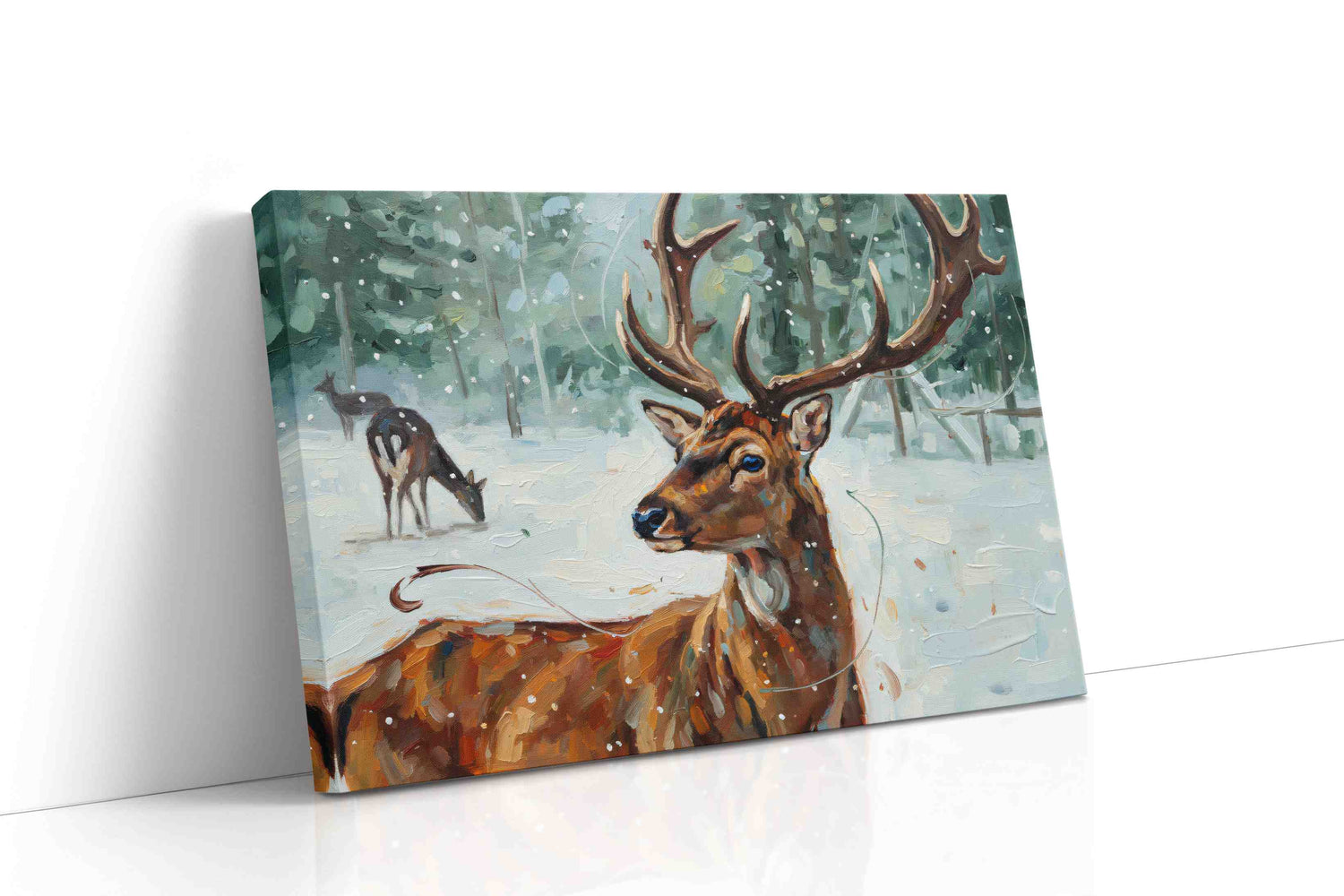 Majestic Winter Stag animals canvas print, gallery-wrapped, ready to hang