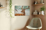 Majestic Winter Stag – animals canvas wall art, gallery-wrapped, ready to hang