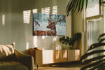 Majestic Winter Stag animals canvas print, on wall, lifestyle preview