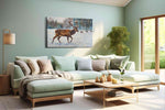 Majestic Winter Stroll animals canvas print, hanging on wall