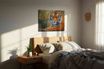 Majesty of the Jungle animals canvas print, displayed in a bedroom