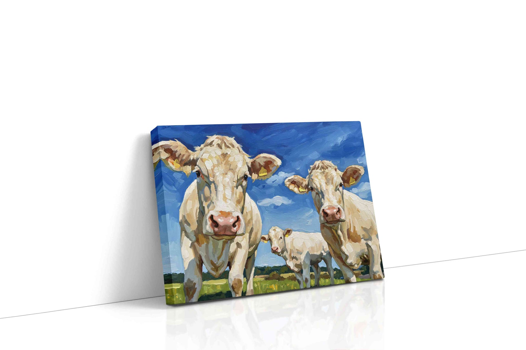 Pastoral Curiosity animals canvas print gallery-wrapped landscape canvas studio shot