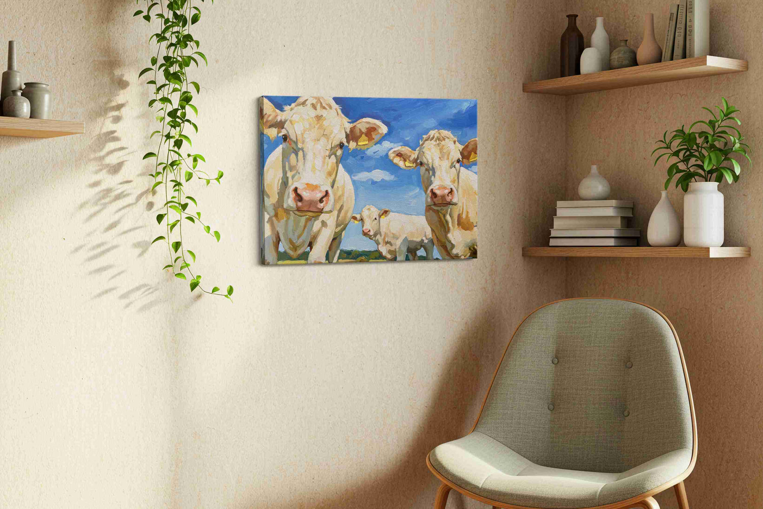 Pastoral Curiosity – animals canvas wall art, gallery-wrapped, ready to hang