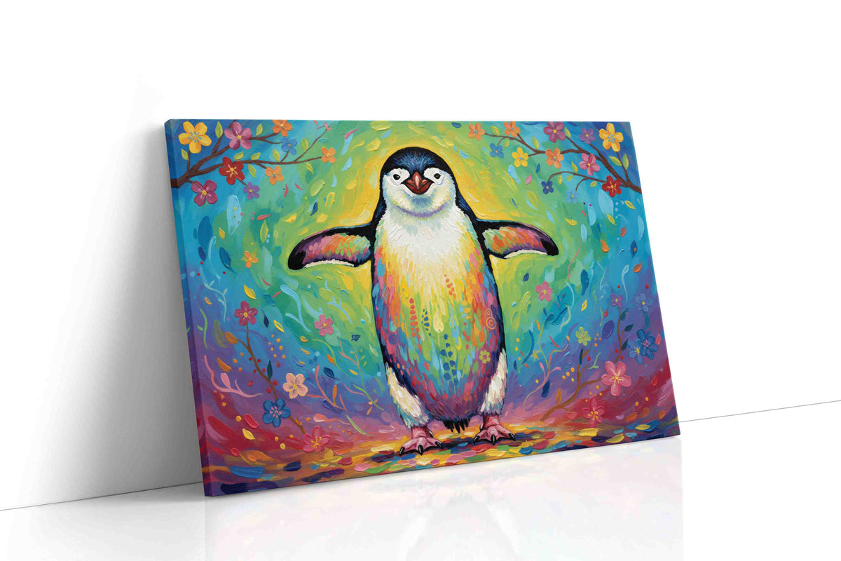 Rainbow Waddle Bliss birds canvas print gallery-wrapped landscape canvas studio shot