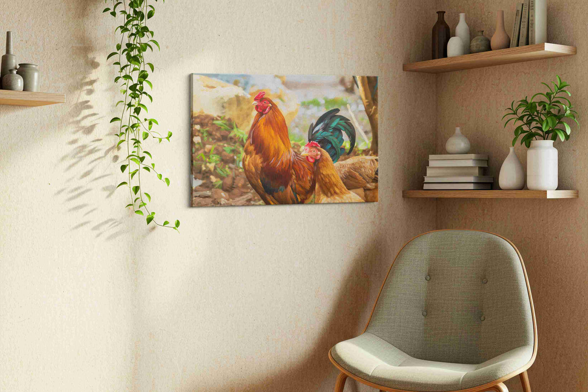 Rustic Harmony in Feathers – animals canvas wall art, gallery-wrapped, ready to hang