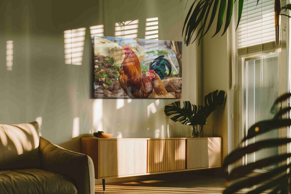 Rustic Harmony in Feathers animals canvas print in a hung canvas mockup