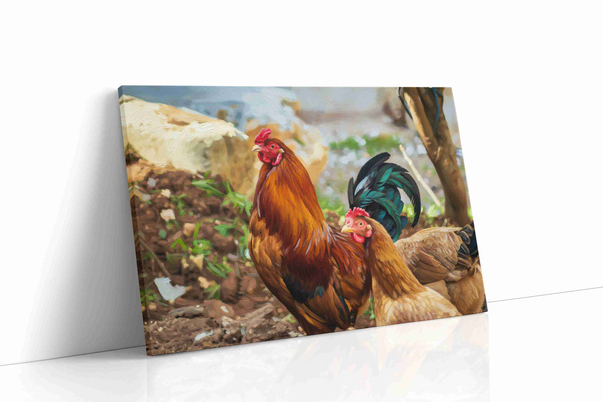 Rustic Harmony in Feathers animals canvas print gallery-wrapped landscape canvas studio shot