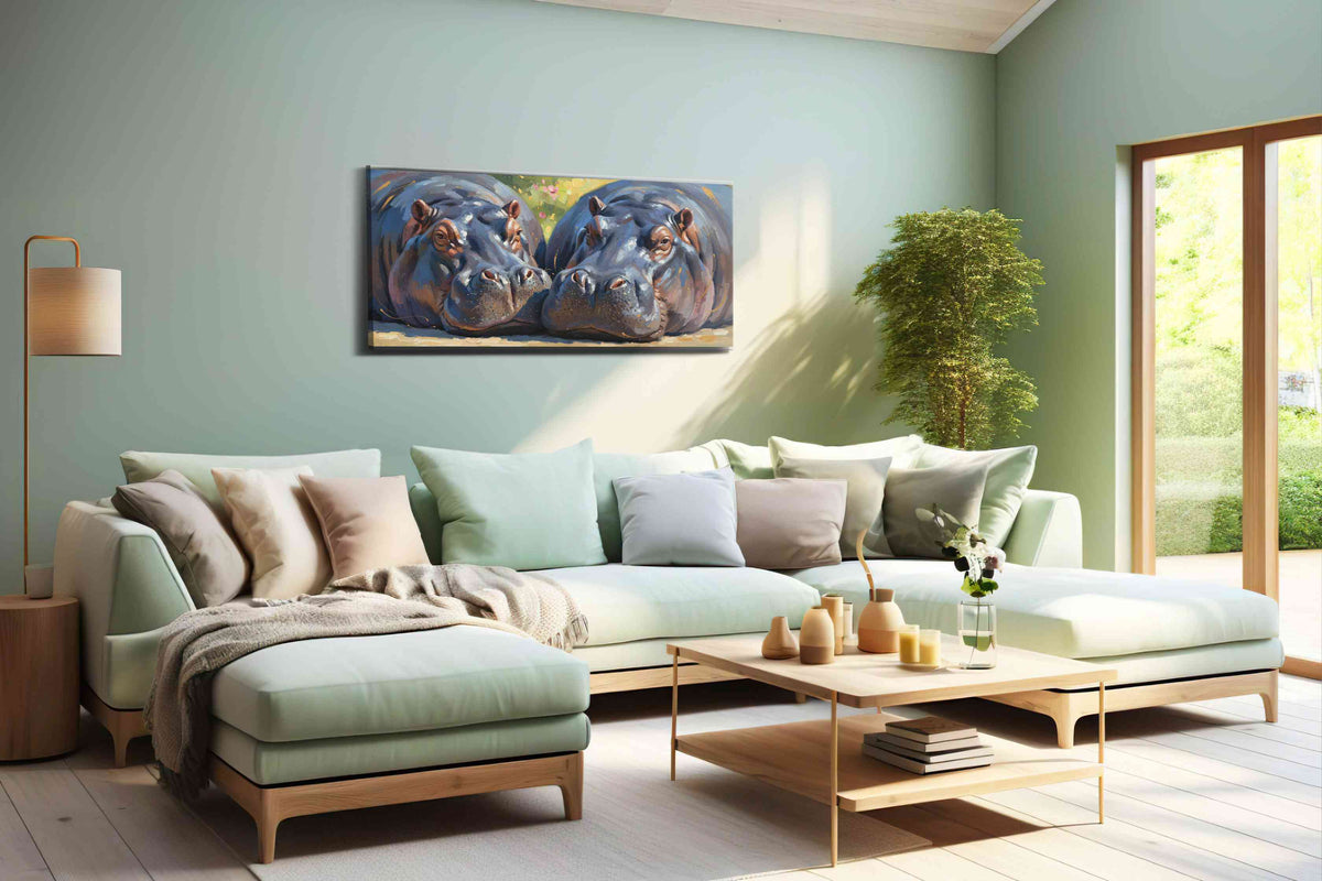 Serene Giants in Harmony animals canvas print, hanging on wall