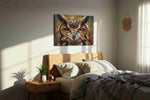 Vigilant Gaze of the Night animals canvas print, displayed in a bedroom