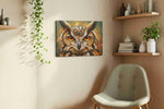 Vigilant Gaze of the Night animals canvas print styled in a living room