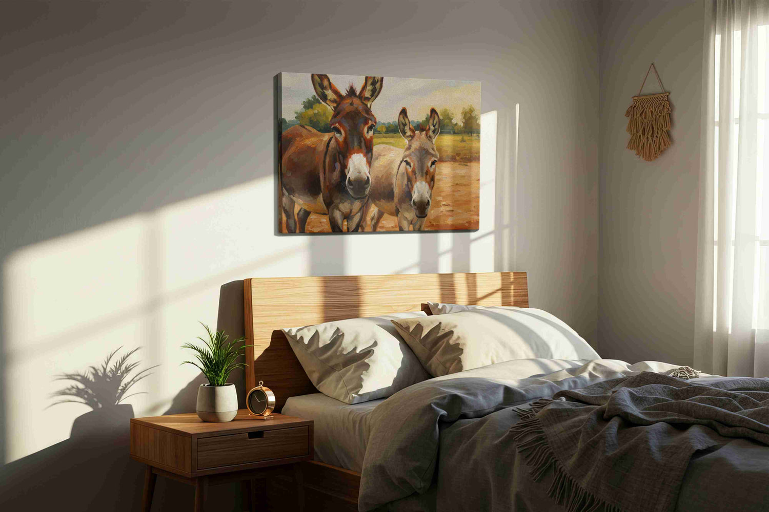 Whimsical Donkey Duo – animals canvas wall art, gallery-wrapped, ready to hang
