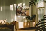 Whimsical Donkey Duo animals canvas print in a contemporary interior mockup