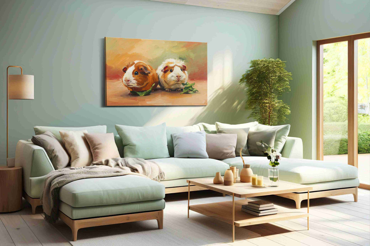 Whiskered Companions animals canvas print, hanging on wall