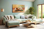 Whiskered Companions animals canvas print, hanging on wall