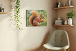 Whiskered Woodland Wonder animals canvas print, displayed in a living room
