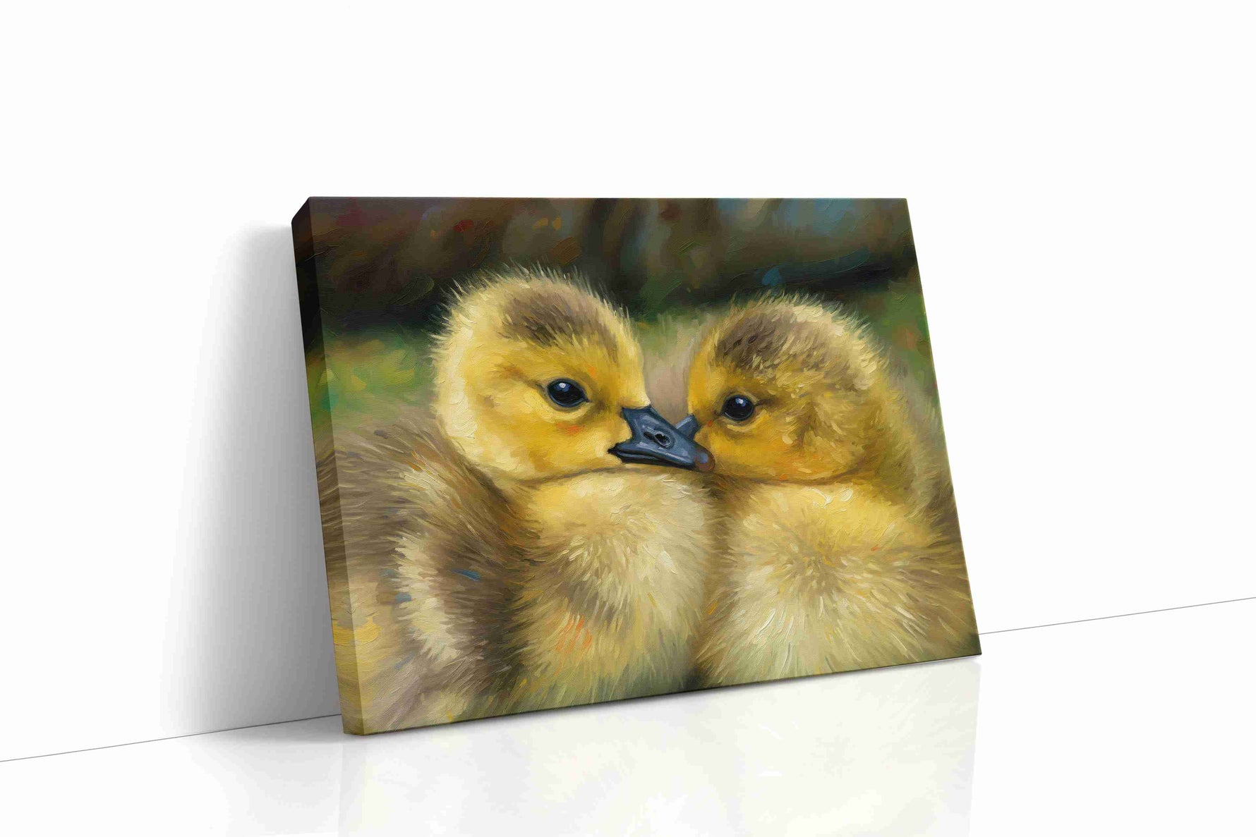Whispers of Fuzzy Companions birds canvas print gallery-wrapped landscape canvas studio shot