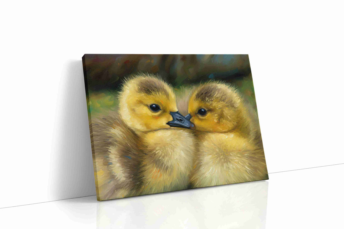 Whispers of Fuzzy Companions birds canvas print, gallery-wrapped, ready to hang