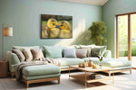 Whispers of Fuzzy Companions birds canvas print, hanging on wall
