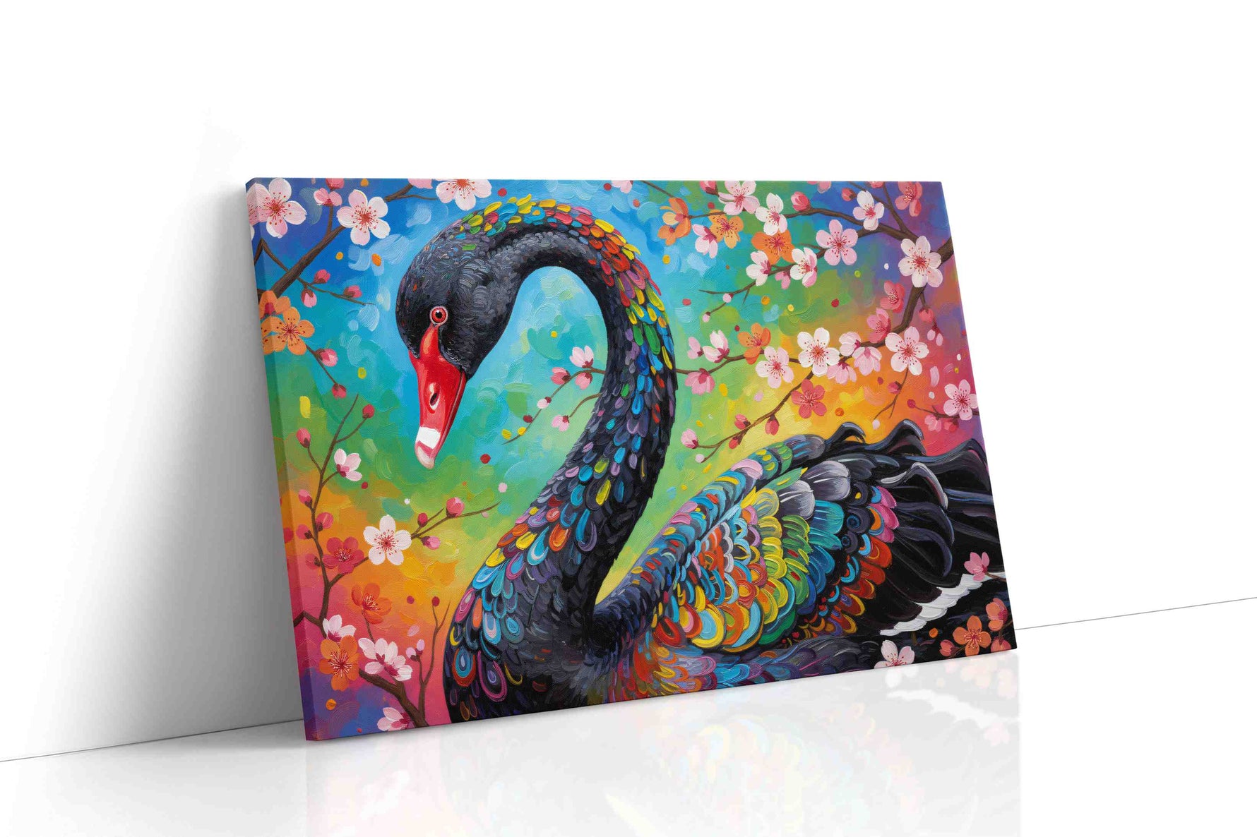 Whispers of the Vibrant Swan birds canvas print gallery-wrapped landscape canvas studio shot
