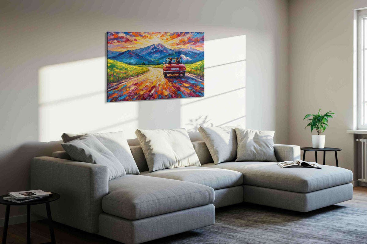 Sunset Drive through Colorful Valleys landscape canvas print, gallery-wrapped, ready to hang — view 3