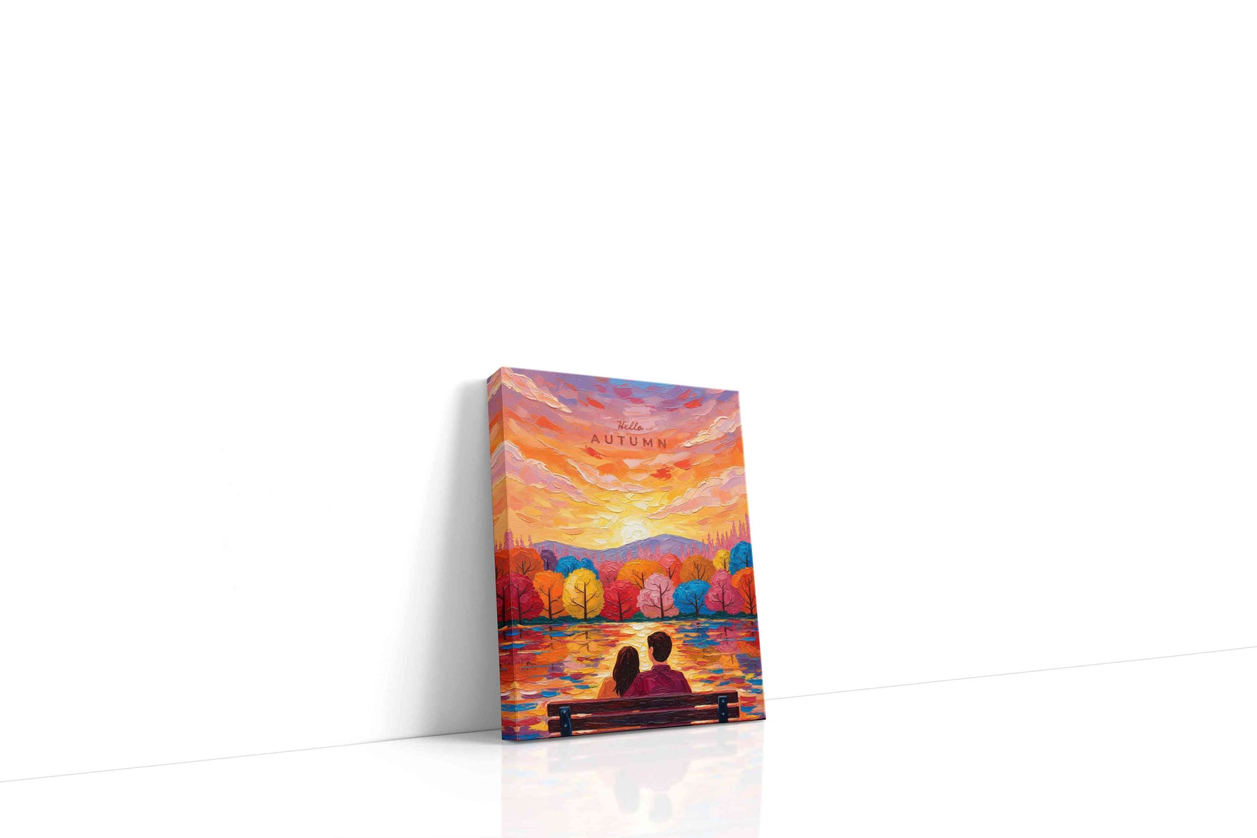 Embrace of Autumn Glow romance canvas print, gallery-wrapped, ready to hang