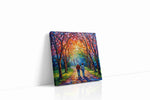 Eternal Walk Under Autumn Skies romance canvas print gallery-wrapped square canvas studio shot