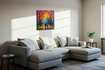Eternal Walk Under Autumn Skies romance canvas print styled in a living room