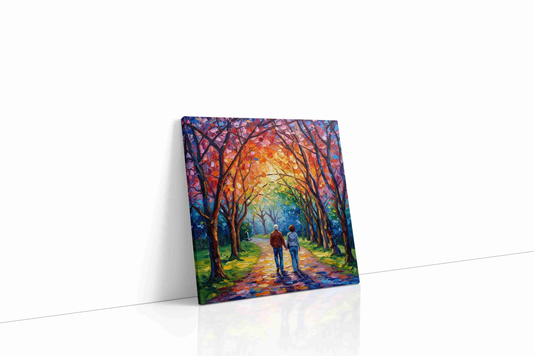 Eternal Walk Under Autumn Skies romance canvas print, gallery-wrapped, ready to hang