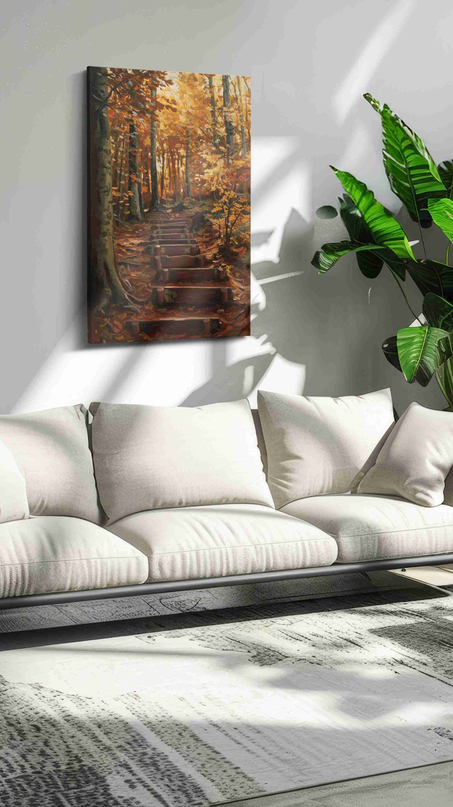 Golden Steps Through Autumn – autumn canvas wall art, gallery-wrapped, ready to hang