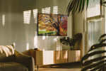 Golden Whispers of Autumn landscape canvas print, on wall, lifestyle preview