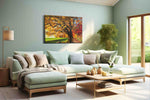 Golden Whispers of Autumn landscape canvas print, hanging on wall