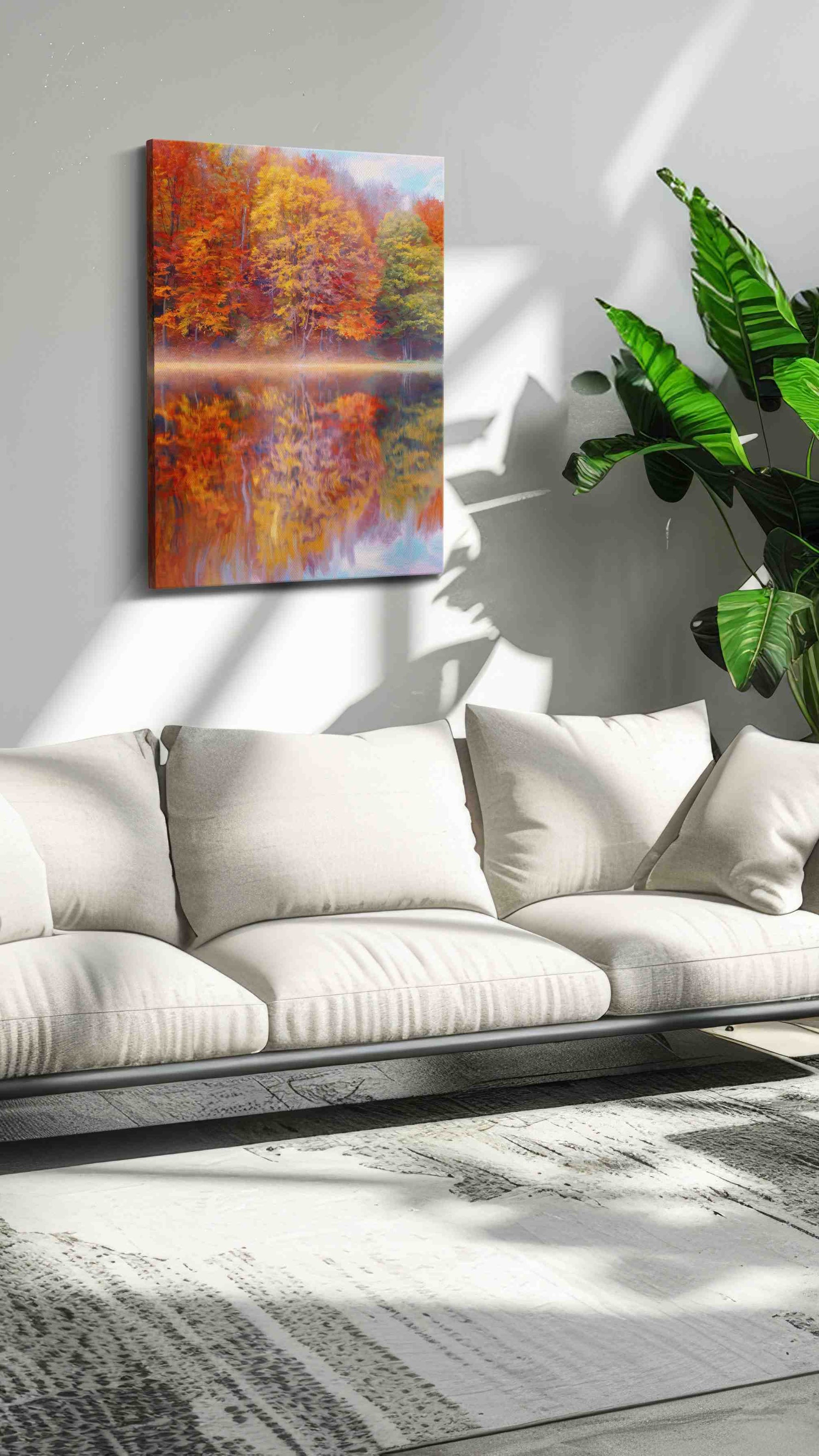 Reflections of Autumn Bliss autumn canvas print, hanging on wall
