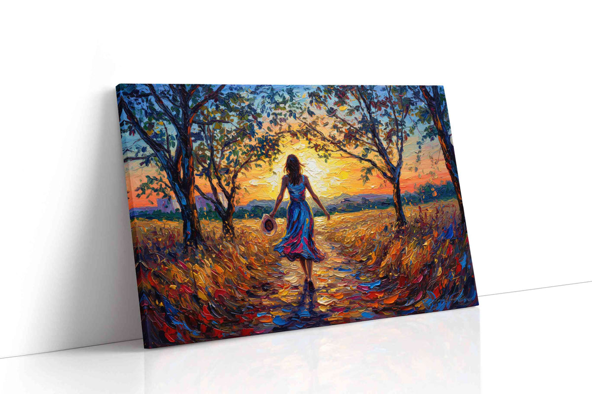 Sunset Stroll Through Autumn Dreams romance canvas print, gallery-wrapped, ready to hang
