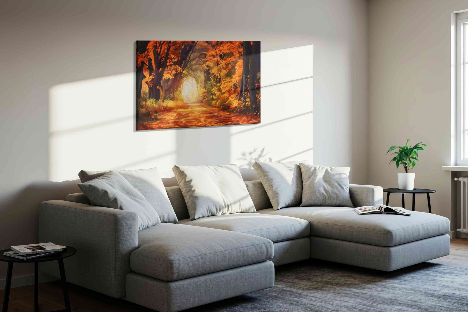 Whispering Autumn Pathway – autumn canvas wall art, gallery-wrapped, ready to hang