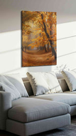 Whispers of Autumn Glow autumn canvas print, displayed in a living room