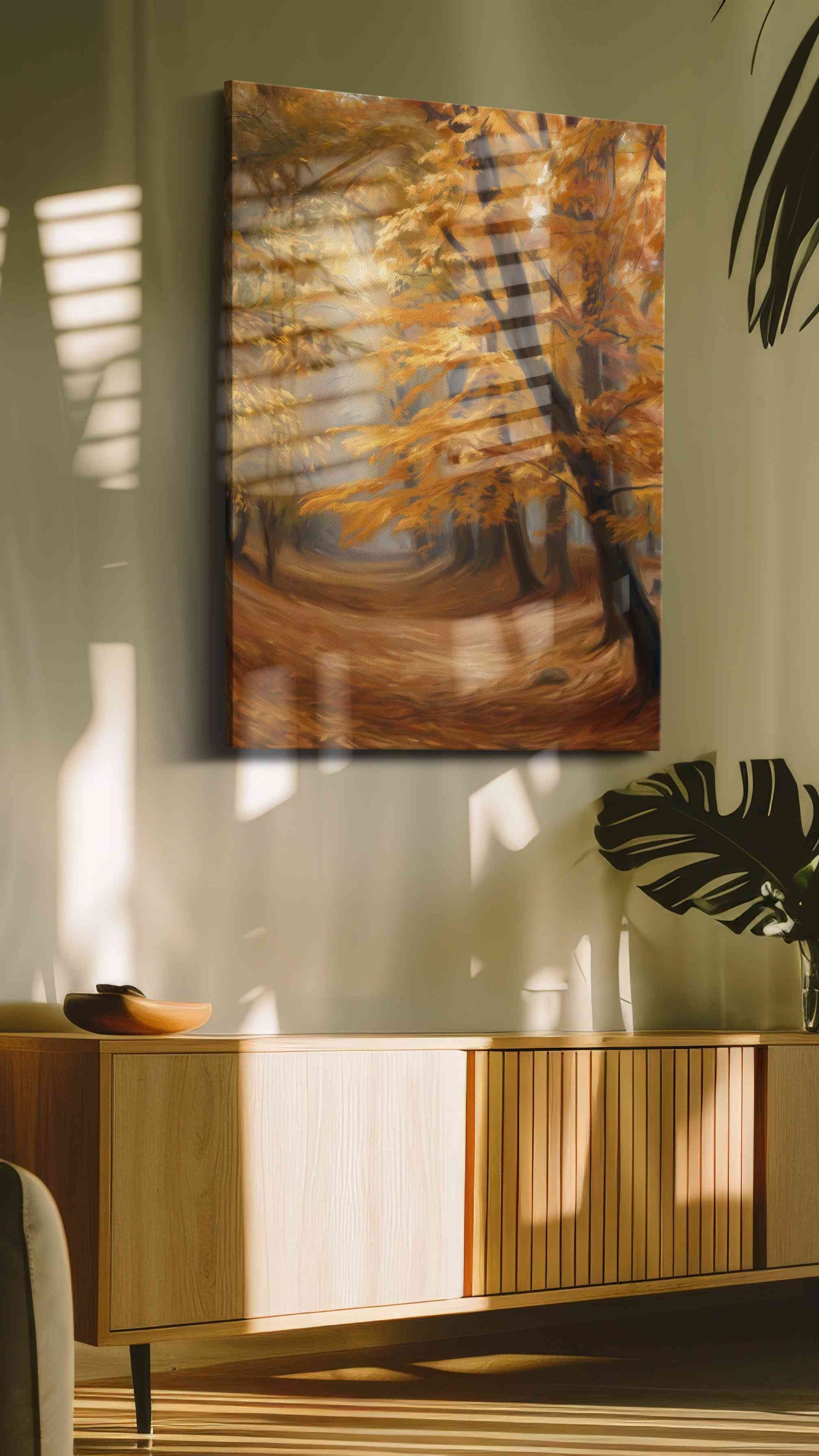 Whispers of Autumn Glow autumn canvas print, on wall, lifestyle preview
