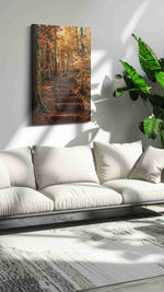Whispers of Autumn Path landscape canvas print, on wall, lifestyle preview