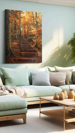 Whispers of Autumn Path landscape canvas print, hanging on wall