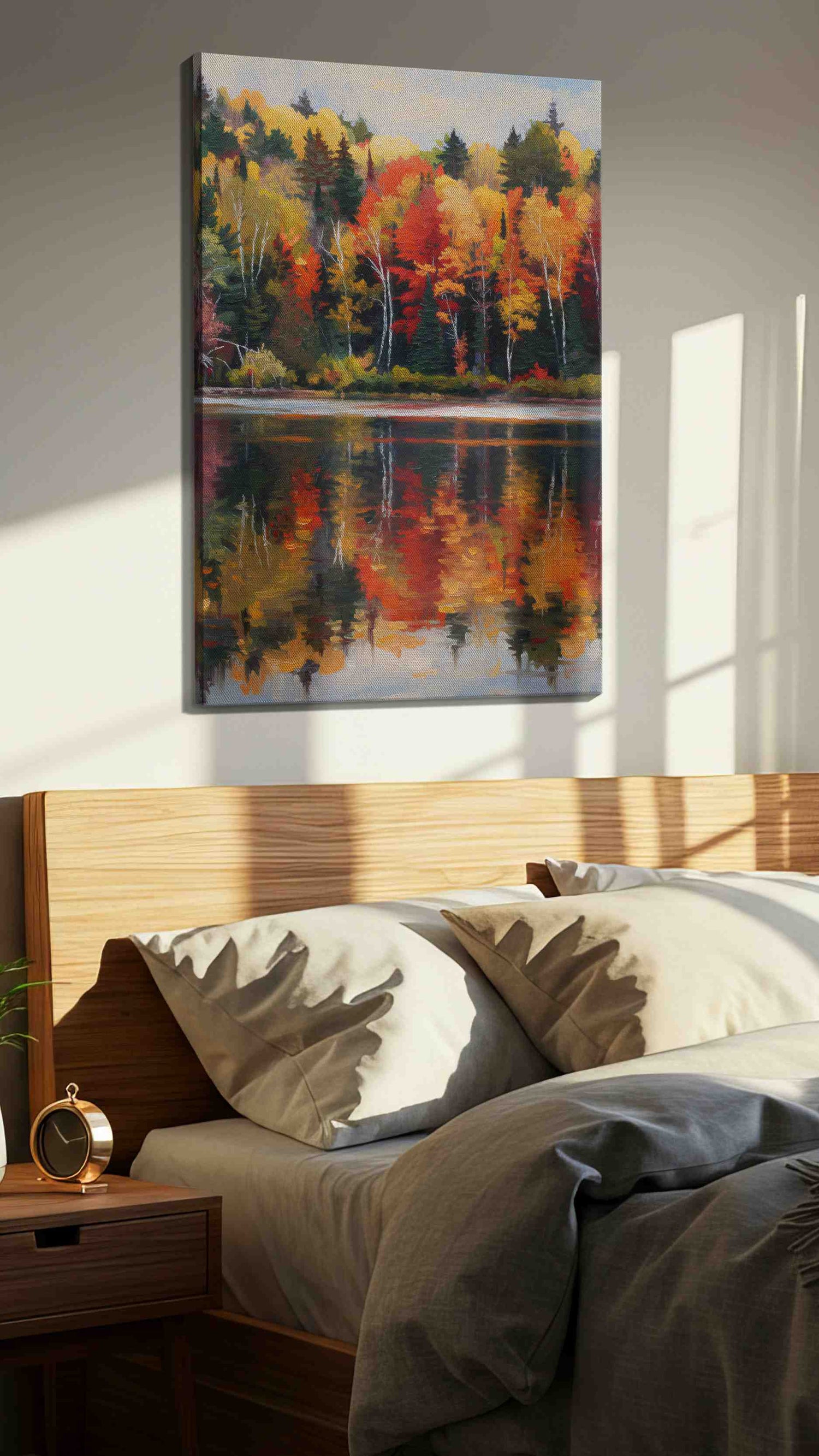 Whispers of Autumn Reflection – landscape canvas wall art, gallery-wrapped, ready to hang