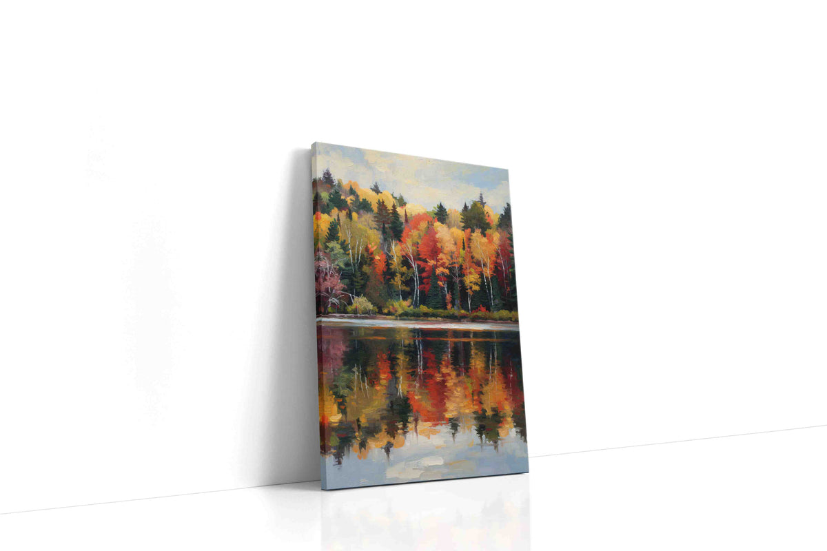 Whispers of Autumn Reflection landscape canvas print gallery-wrapped portrait canvas studio shot