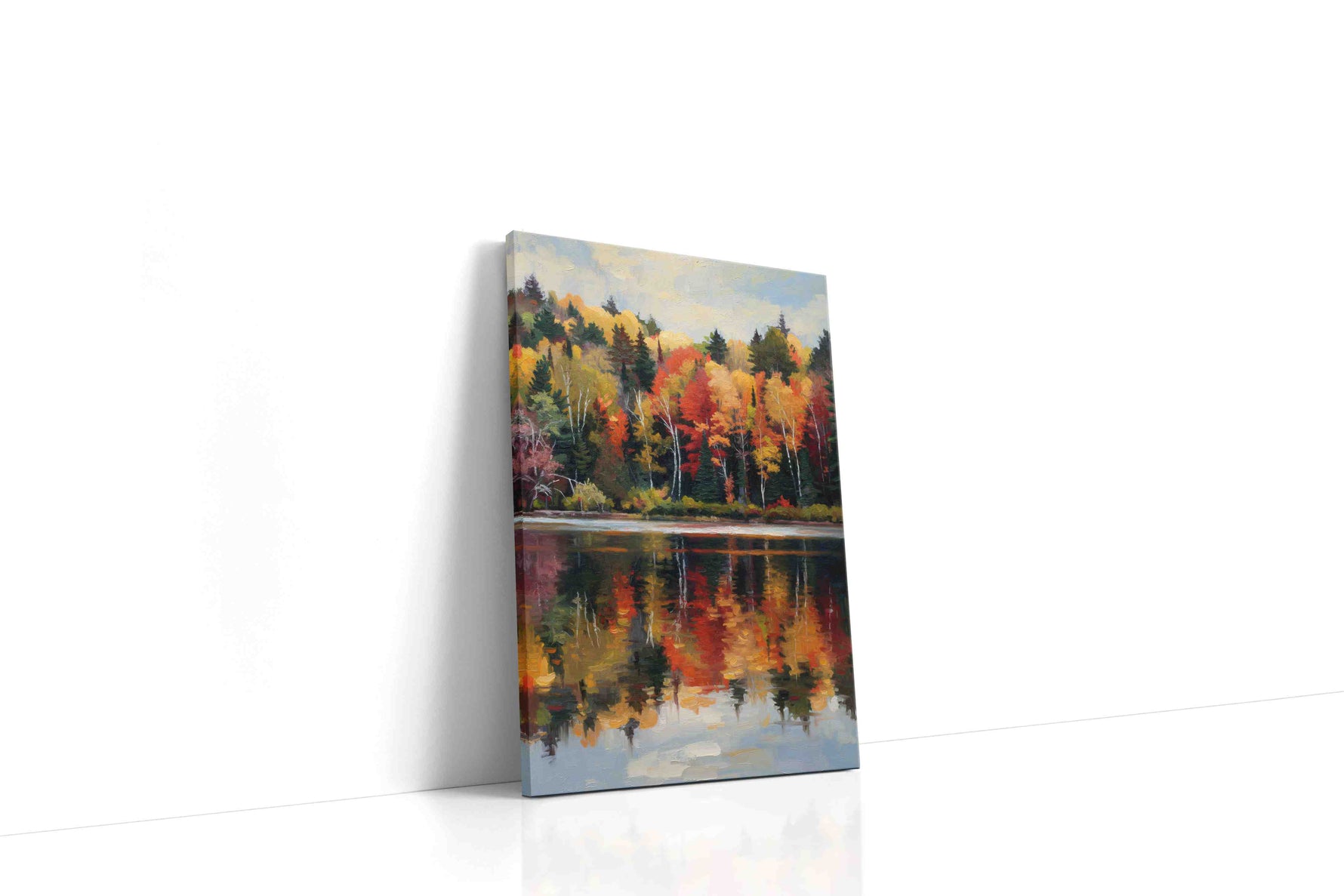 Whispers of Autumn Reflection landscape canvas print gallery-wrapped portrait canvas studio shot