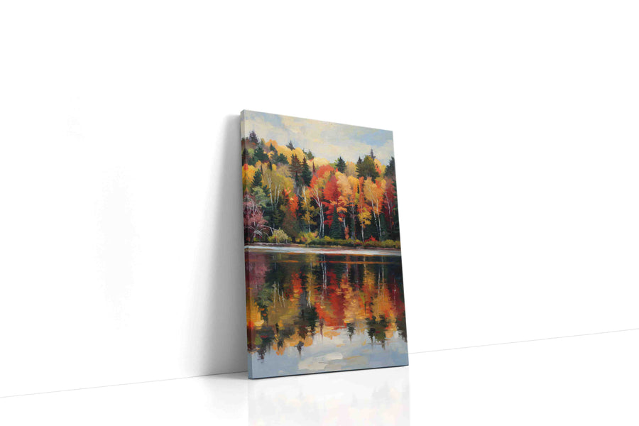 Whispers of Autumn Reflection landscape canvas print gallery-wrapped portrait canvas studio shot