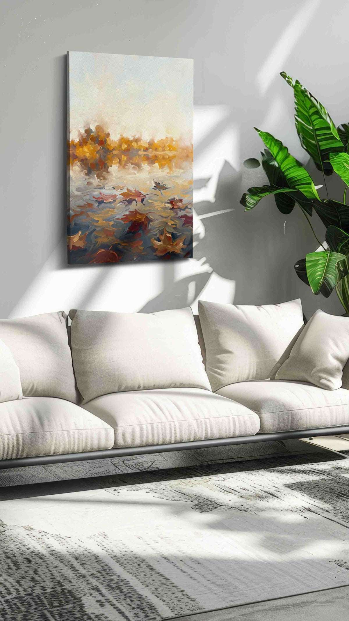 Whispers of Autumn Waters landscape canvas print, on wall, lifestyle preview