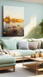 Whispers of Autumn Waters landscape canvas print, hanging on wall