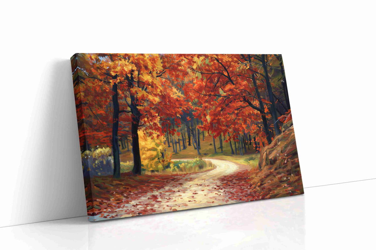 Whispers of the Autumn Pathway autumn canvas print, gallery-wrapped, ready to hang