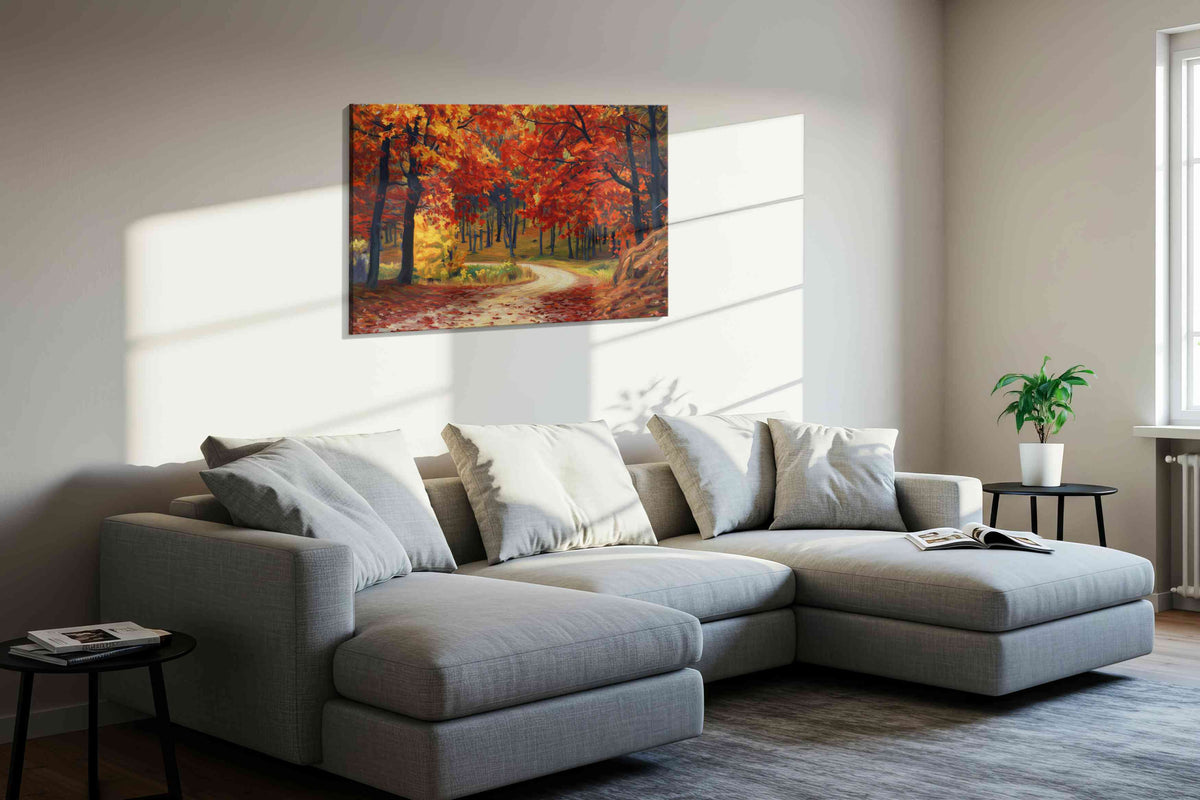 Whispers of the Autumn Pathway – autumn canvas wall art, gallery-wrapped, ready to hang