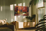 Whispers of the Autumn Pathway autumn canvas print in a hung canvas mockup